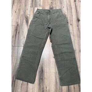 Carhartt Olive Green B136 MOS Dungaree Fit Double Knee Jeans 31 x 32 Mens Grunge